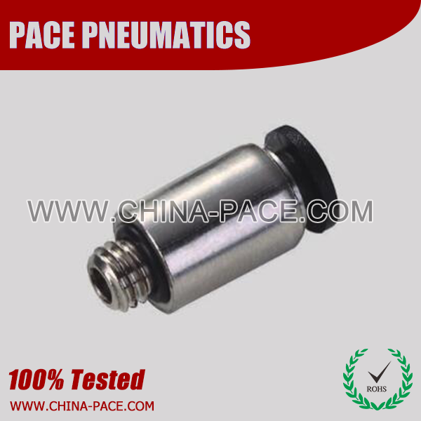 Compact Male Round Straight One Touch Fittings,Compact One Touch Fitting, Miniature Pneumatic Fittings, Air Fittings, one touch tube fittings, Pneumatic Fitting, Nickel Plated Brass Push in Fittings